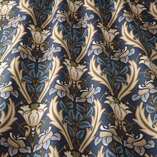 Acanthus Navy Curtains