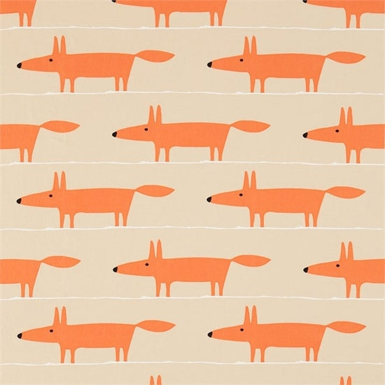 Mr Fox Applique Tangerine Linen 131655 Apex Curtains