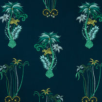 Jungle Palms Navy Curtain Tie Backs