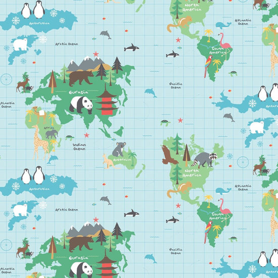 World Map Fabric by the Metre