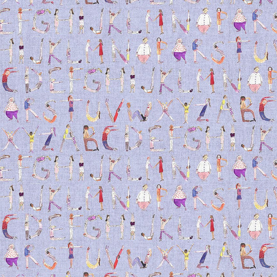 Alphabet People Lilac Fabric by the Metre