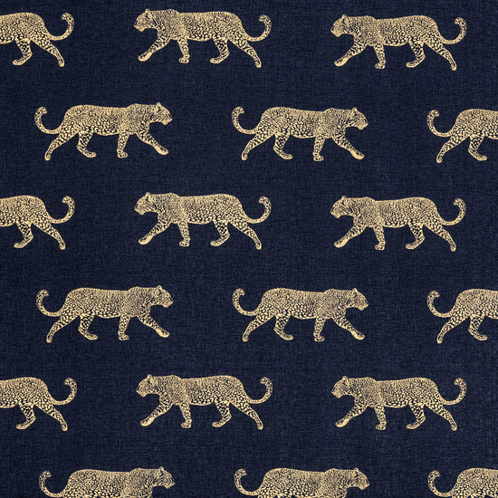 Leopard Panama Indigo Fabric by the Metre