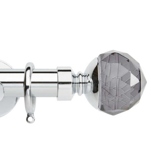 Smoke Facet Chrome Curtain Poles
