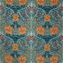 Honeysuckle And Tulip Velvet Woad Mulberry 236940 Fabric by the Metre
