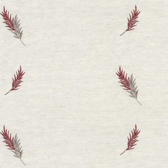 Embroidered Union Fern Floral Red Fabric by the Metre