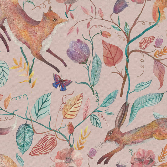 Leaping Into The Fauna Blush Upholstered Pelmets
