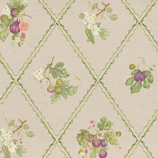 Fig Trellis Printed Cotton Taupe Upholstered Pelmets