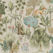 Jungle Serene Printed Cotton Green Fabric by the Metre