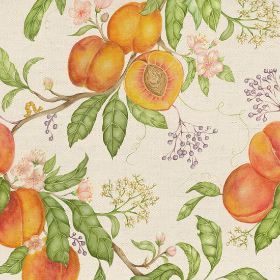 Peach Harvest Printed Cotton Cream Apex Curtains