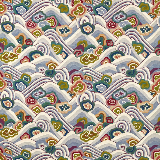 Kanagawa Indigo Maroon Curtains