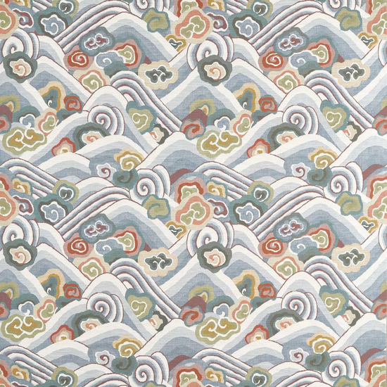 Kanagawa Terracotta Azul Curtains