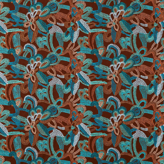 Ania Burgandy Spice Turquoise Curtains
