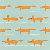 Mr Fox Sky Tangerine and Chalk 120927 Fabric by the Metre