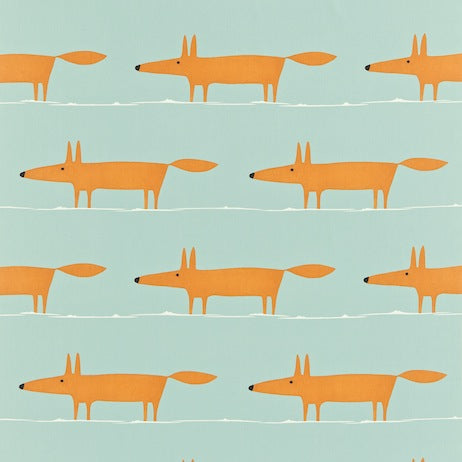 Mr Fox Sky Tangerine and Chalk 120927 Fabric by the Metre