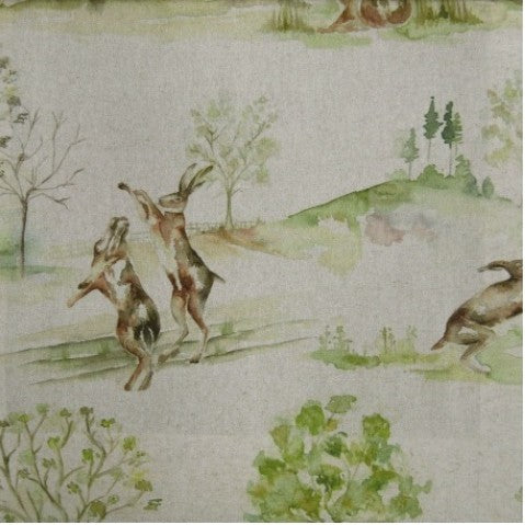 Boxing Hares Linen Roman Blinds