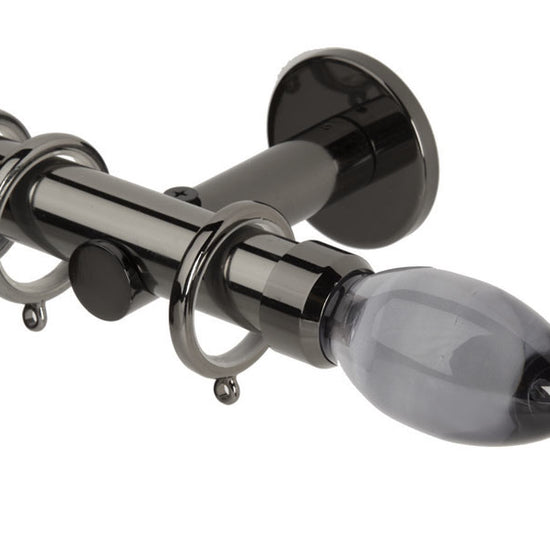 Grey Teardrop Black Nickle Curtain Poles