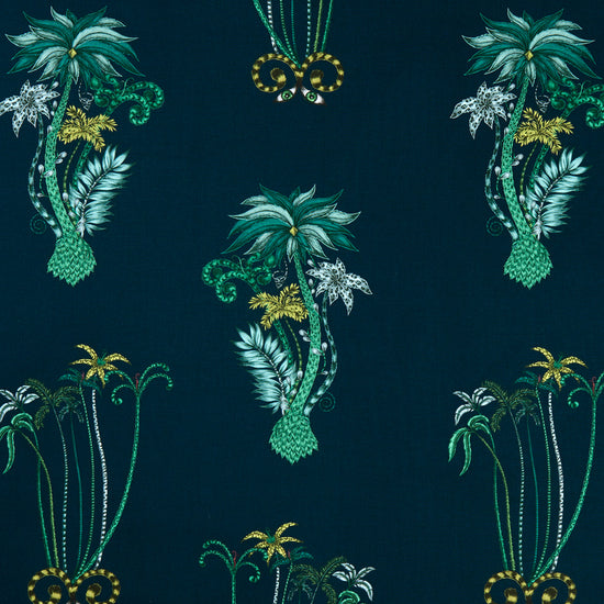 Jungle Palms Navy Curtains
