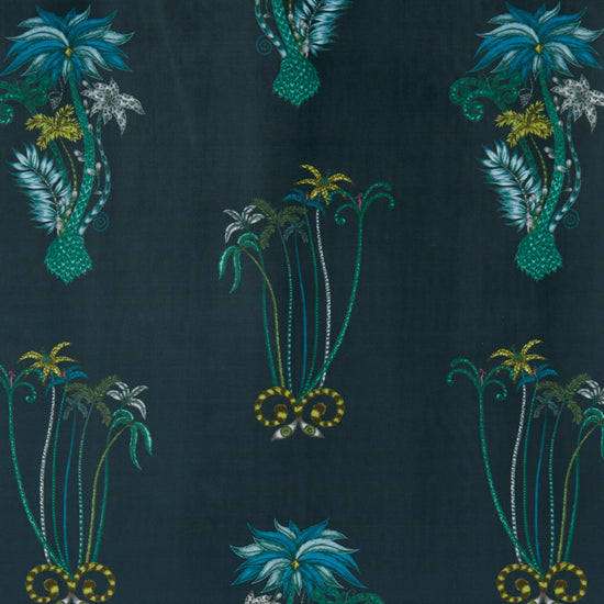 Jungle Palms Navy Velvet Apex Curtains