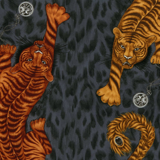 Tigris Flame Velvet Curtains
