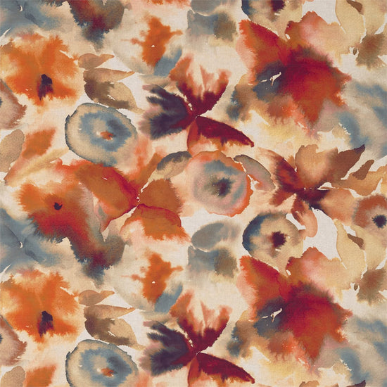 Flores Rust Ruby Nordic Blue 120576 Fabric by the Metre