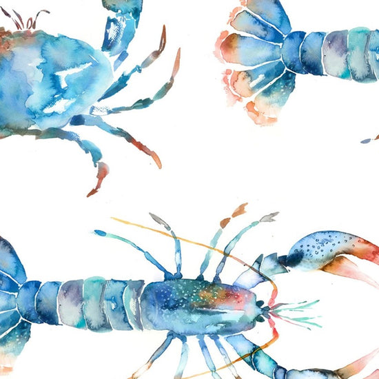 Crustaceans Cobalt Fabric by the Metre
