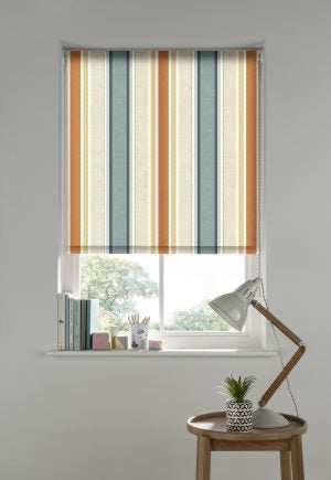 Luella Teal and Spice Roller Blinds