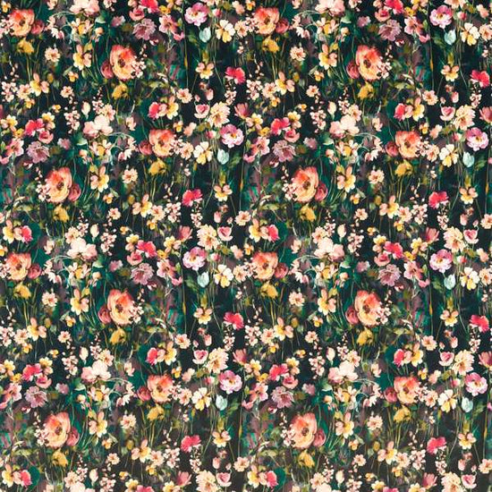 Wild Meadow Noir Velvet Apex Curtains