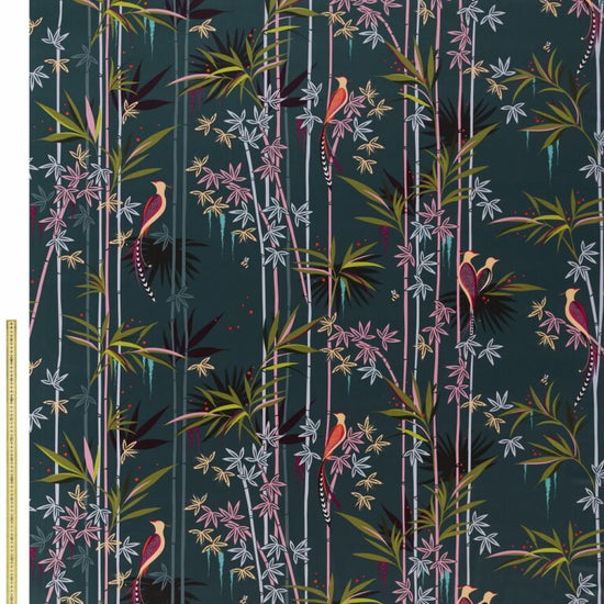 SM Linear Bamboo Velvet Dark Green Apex Curtains