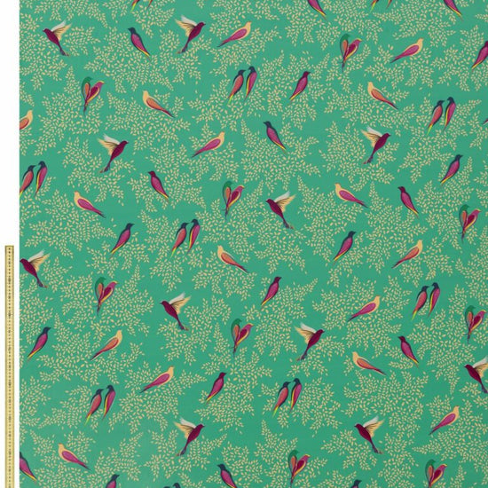 SM Green Birds Velvet Apex Curtains
