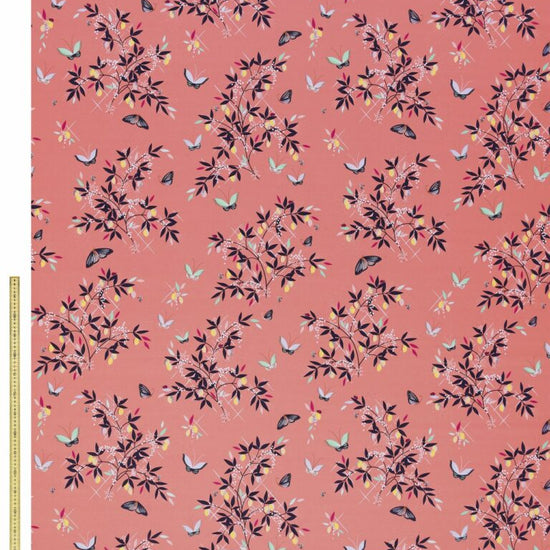 SM Butterflies And Trellis Sateen Peach Apex Curtains