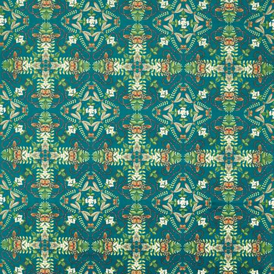 Emerald Forest Teal Velvet Fabric by the Metre