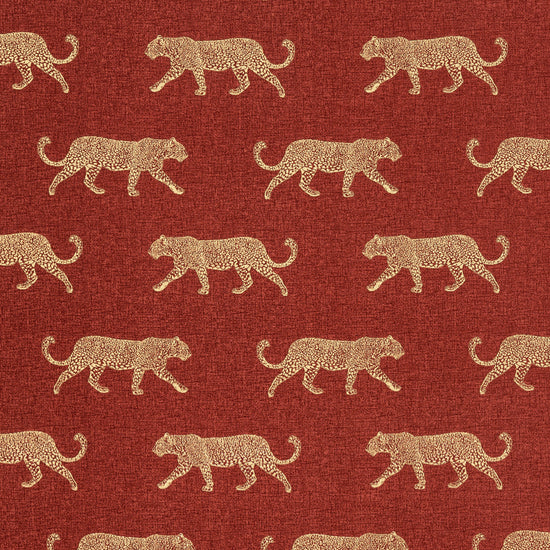 Leopard Panama Burnt Orange Fabric by the Metre