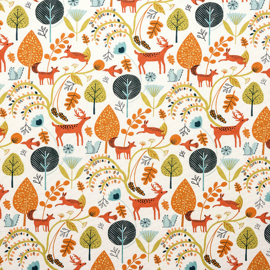 Scandi Woodland Burnt Orange Fabric by the Metre