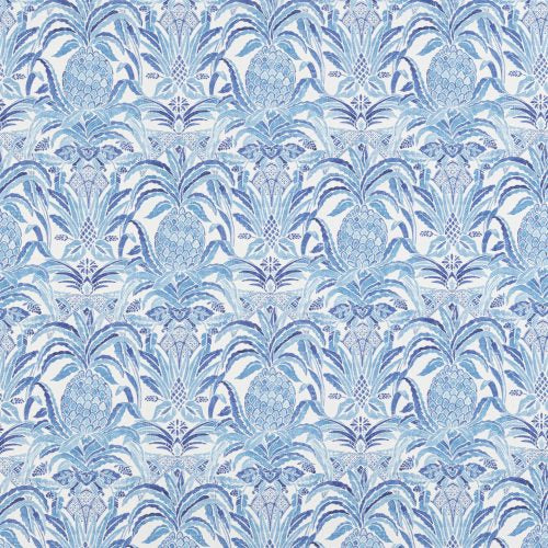 Bromelaid-Blue Fabric by the Metre