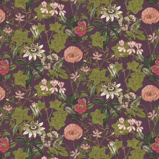 Passiflora Mulberry Velvet Curtains