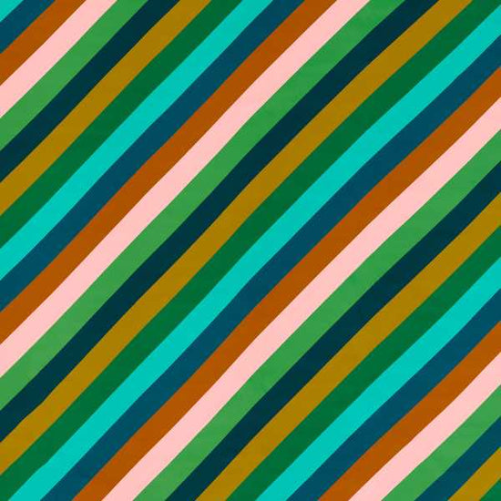 Sherbet Stripe Emerald Amber Rose 121193 Fabric by the Metre